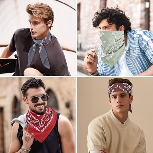Image of Mochabao 100% Cotton 27 inch x 27 inch Large Bandanas for Men & Women, Multi-Purpose Bandana Headbands, Square Head Scarf