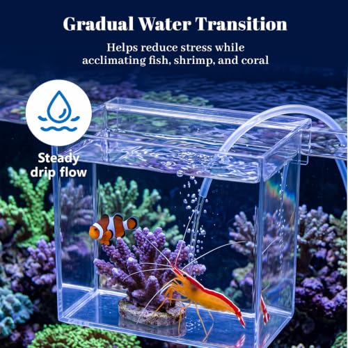 Image of 2 Pack Fish Acclimation Box Set, Large Clear Acrylic Hanging Tanks with Fish Net Drip Tube Hanging Aquarium Acclimation Box for Saltwater Coral Shrimp Freshwater Fishes (7.3x3.3x6.5inch)