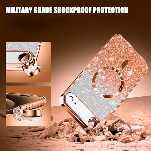 Image of Misscase for iPhone 17 Air Case Compatible with MagSafe,Built-in Camera Lens Protector Full Protection Soft TPU Anti-Fingerprint Anti-Fingerprint Magnetic Glitter Slim Case Cover 6.6 inch Orange