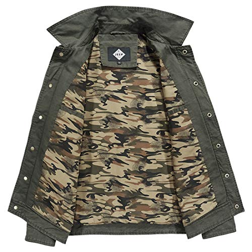 ebossy Men's Camouflage Print Lined Cotton Trucker Jacket3