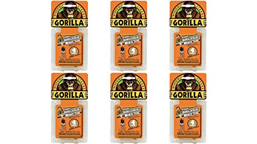 Gorilla Minis, Original Waterproof Polyurethane Glue, Four 3 gram Tubes, Brown, (Pack of 6)