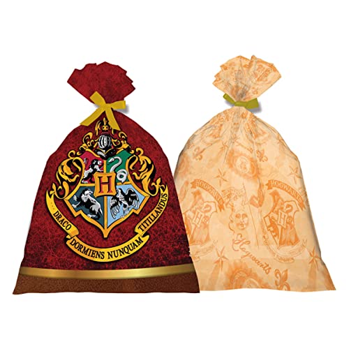 Sacola Plástica Harry Potter, Festcolor 104932, Vermelho/Preto, Festcolor, 104932, Vermelho/Preto