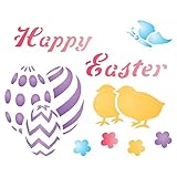 Happy Easter Stencil, 4 x 3.25 inch - Classic Easter Card Design Stencils for Painting Template…