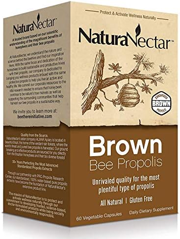 NaturaNectar Natural Brown Bee Propolis Supplement - Premium Brazilian Propolis- Respiratory Health & Immune Support Supplement, 60 Count