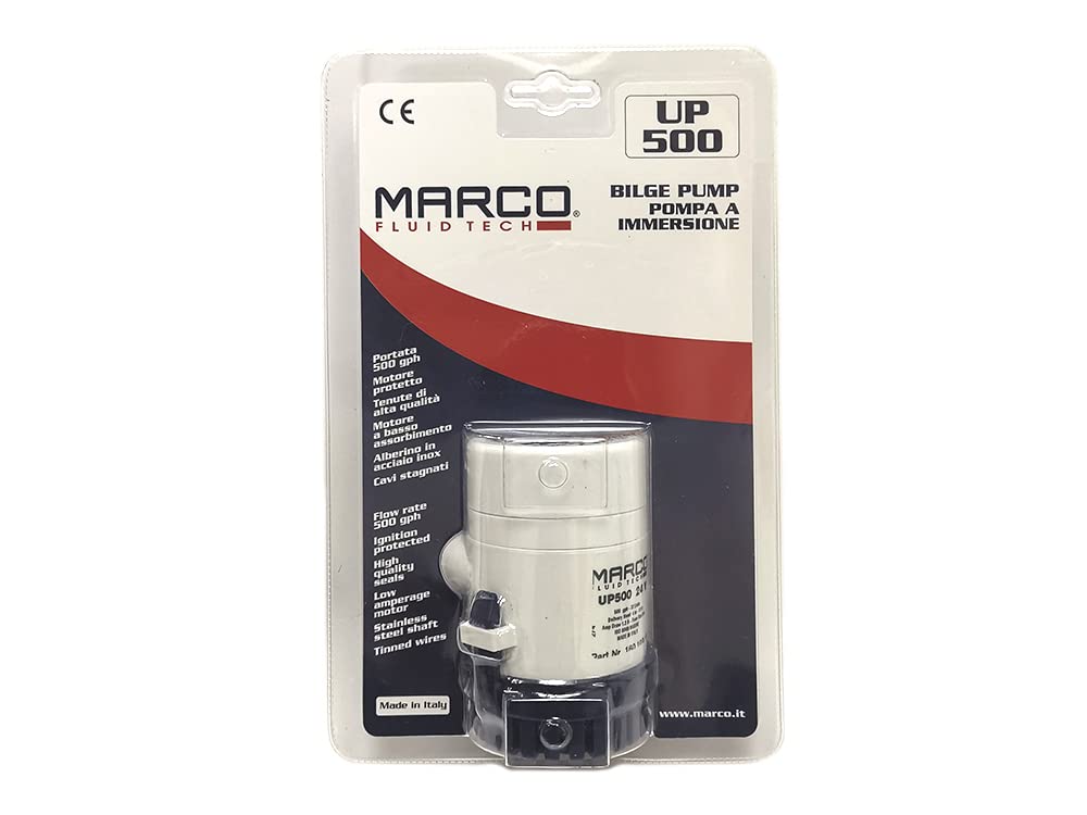 MARCO Pompa di sentina UP500 12V 32l/min, pompa di sentina prodotta in Italia