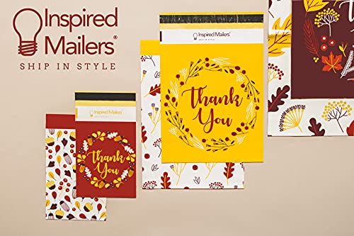 Image of Inspired Mailers - Poly Mailers Variety Pack of 30 (10 each: 6x9, 10x13, 14.5x19 Sizes) - Autumn Thank You Poly Mailers - Packaging Envelopes