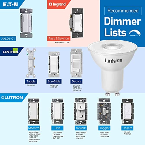 Linkind Gu10 Led Bulbs, Dimmable Mr16 Gu10 Led Bulbs, 50W Equivalent, 530Lm 5000K Daylight Track Light Bulbs, 40° Spot Light Track Light Recessed Light Spotlight, Ul Listed, 5 Packs #TOP6