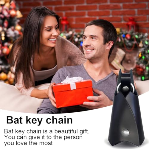 COYUN Batman 2er-Pack Schlüsseltasche aus Leder, Schlüsselmäppchen mit Fledermaus-Design für Auto- und Motorradschlüssel, Schwarz, für Männer, Comic, Batman