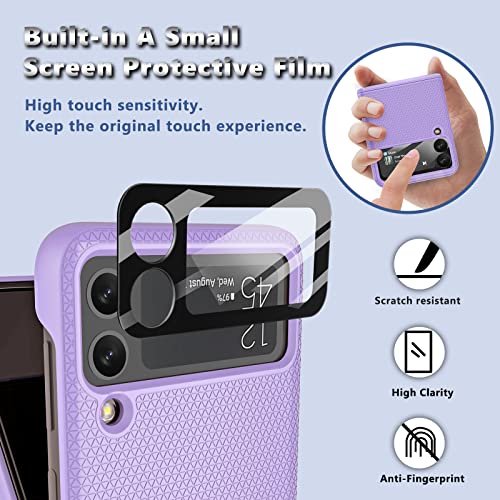 Vihibii Galaxy Z Flip 3 Case With Hinge Protection & Camera Screen Protector - Slim, Non-Slip, Lightweight, 5G-Compatible (Purple) #TOP1