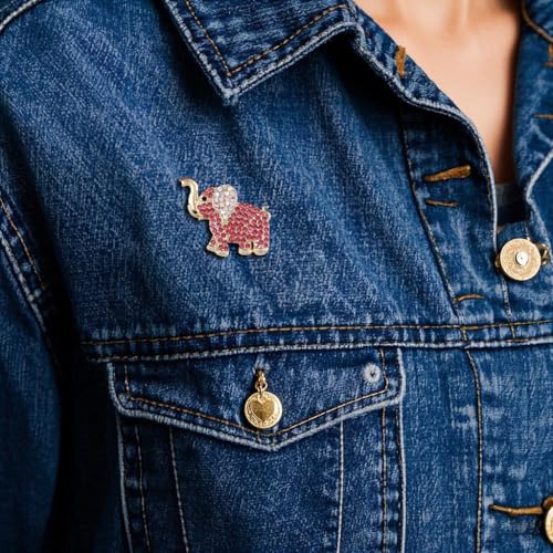 Image of Rhinestone Pink Elephant Brooches for Women Cute Animal Pet Elephant Pin Collar Dress Hat Broach Birthday Holiday Gifts Fashion Accessories Jewelry