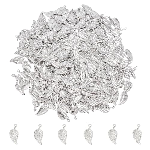 UNICRAFTALE 400 Pièces Breloques Acier Inoxydable - Motifs de Feuilles, Creuses, Pendentif Feuilles, Breloque en Forme de Plante pour la Fabrication de Bijoux -...