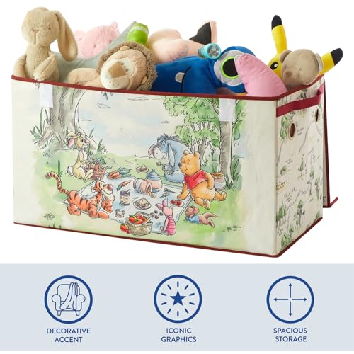 Image of Disney Winnie the Pooh Toy Storage Trunk with Soft Lid, Large Collapsible Toy Box Organizer for Kids, Durable Storage Chest for Books, Clothes & Playroom Storage, 28.5 inch x 14.5 inch x 16 inch