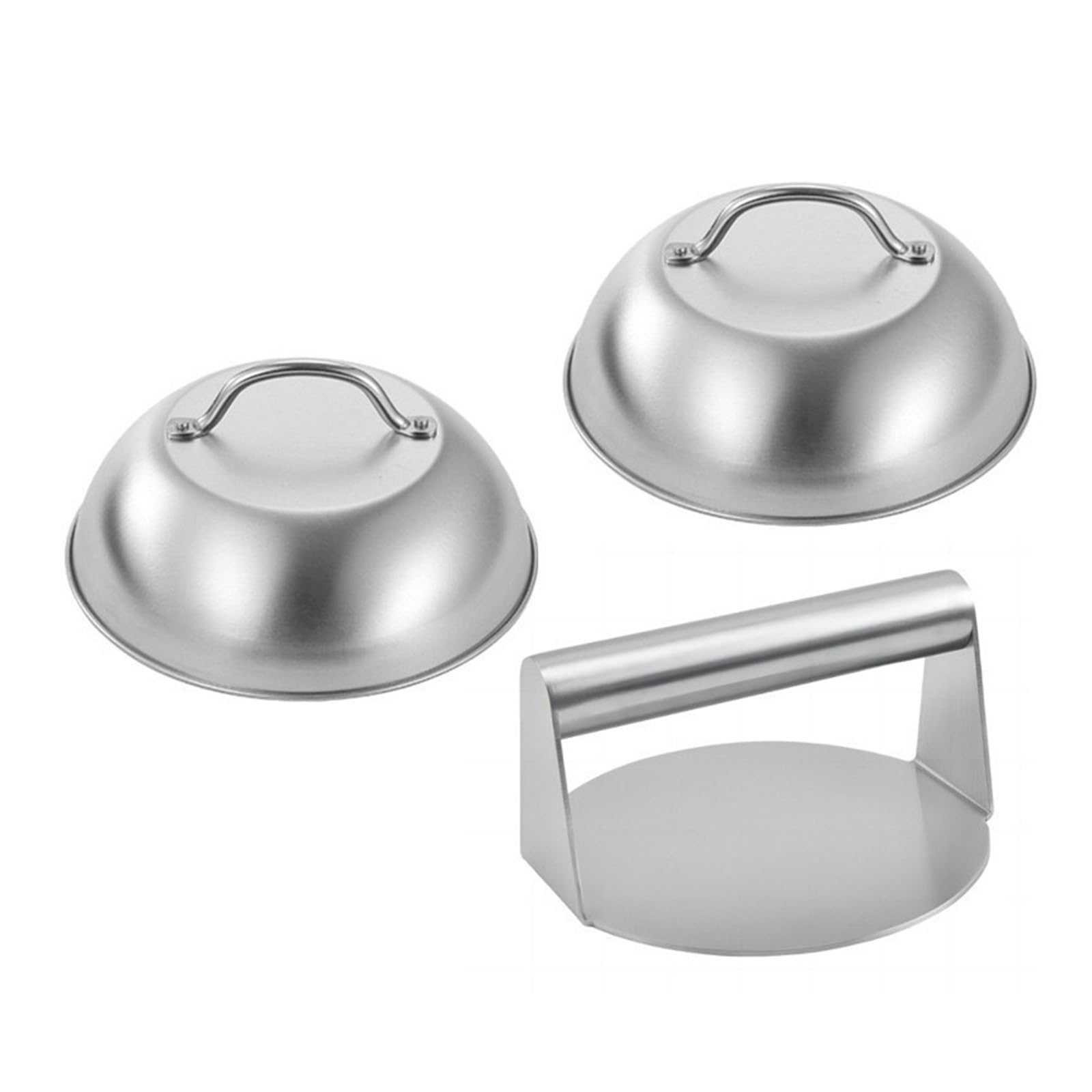 Hsioluted 3Pieces 304StainIess Steel Barbecues Hamburgers Press Maker Cheese Melting Covers Hamburgers Press Grilling Tool for BBQ Cheese Melting Lid