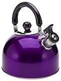 YBM Home Stainless Steel Stovetop Whistling Tea Kettle 3L with Handle, Induction Compatiable - Purple
