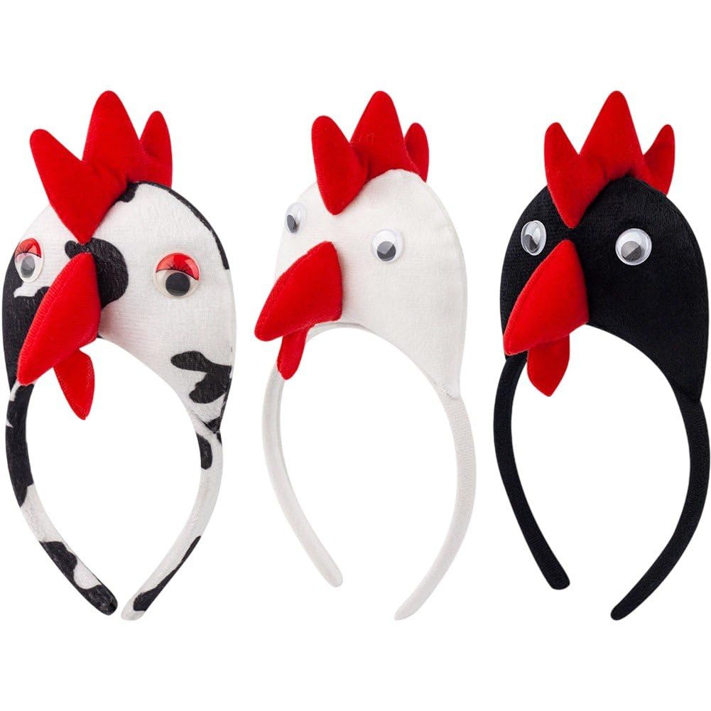 Uzztfa Red 3 Pcs Funny Chick Headbands Cosplay Hair Hoops Animal Costume Accessories For Easter Festivals Parties And Celebrations
