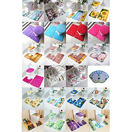 Queenbox 3 stücke Badematten Set Für Bad, Flanell rutschfeste Waschbar U-Form Wc Teppich + Sockel Badezimmer Matte… – Bild 4