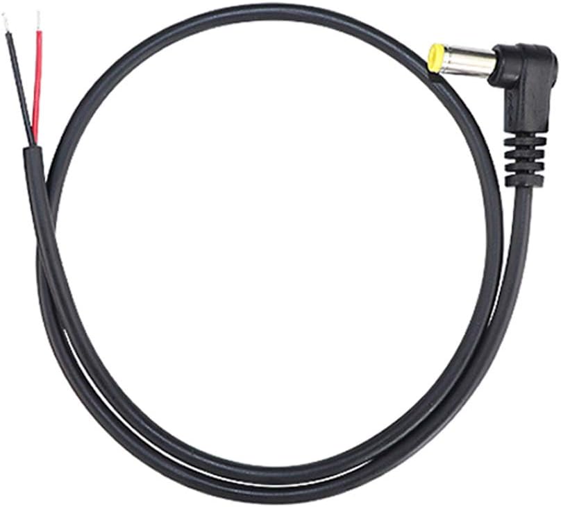 6Pcs 5.5mm x 2.1mm 90 Degree Right Angle DC Power Male Plug Jack to Bare Wire Open End Power Cable Cord for DC Power Supply Cable Repair