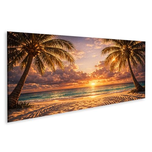 Tableau sur toile plage exotique et palmiers panorama islandburner