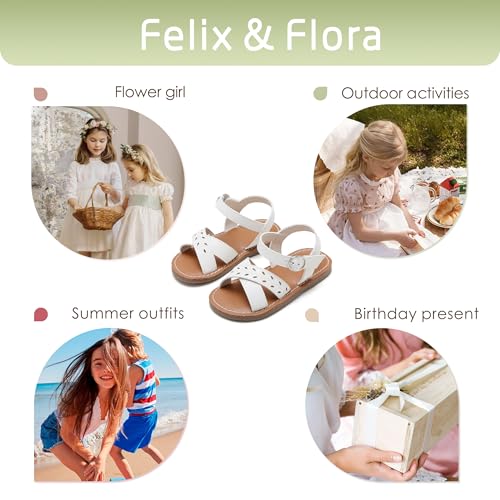 Image of Felix & Flora Toddler Girl Sandals - Little Girl Easter Dress Shoes Lightweight Open Toe Beach Holiday Flats
