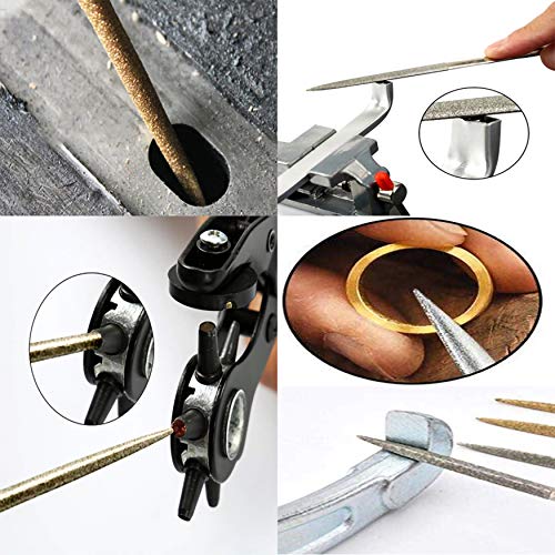 Kewayo 10Pcs Needle File Set Includes Round, Tapered Round, Half Round, Barrette, Crossing, Knife, Equaling, Warding, Square, And Three Square #TOP3