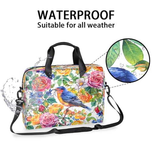 Bolso para portátil 16 pulgadas flores y animales impermeable miniatura 3