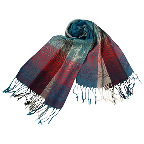 Blancho Pashmina Womens Pa A09 7 Moon Stars Roses Smooth Touch Pashmina