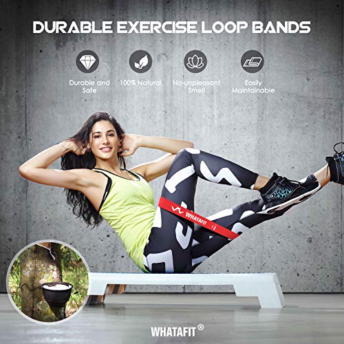 Whatafit Mini Resistance Loop Bands Set Of 5 Premium Exercise Fitness Band Best For Stretching, Crossfit, Pilates, Yoga, Physical Therapy, Home Gym, Natural Latex Workout Band With Mesh Bag Guidebook #TOP4
