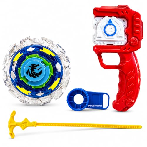 Image of PLUSPOINT Battling Top Burst Launcher Grip Toy Blade Set Gyros Blades Battling Tops Metal Fusion Starter Set with Launchers Gift Toys for Boys Kids Children Age 6+