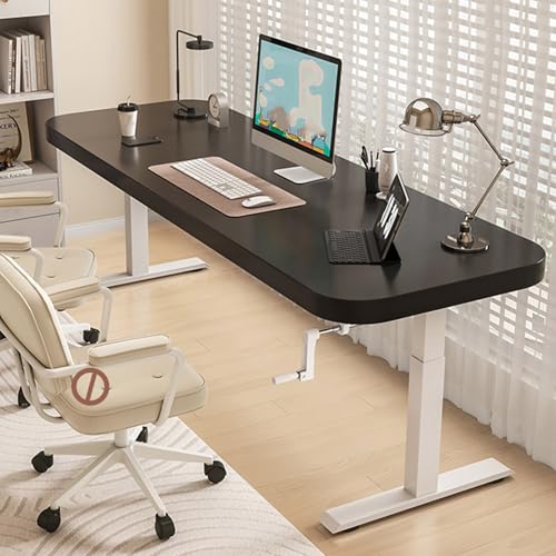 TRAGLO 昇降式デスク 人間工学 スタンディングデスク 高さ調節可能 パソコンデスク 幅120/140/160/180cm オフィスワークテーブル 厚さ5cmの天板 ゲーミングデスク PCデスク 省スペース オフィス、寝室、娯楽に適しています(ブラック