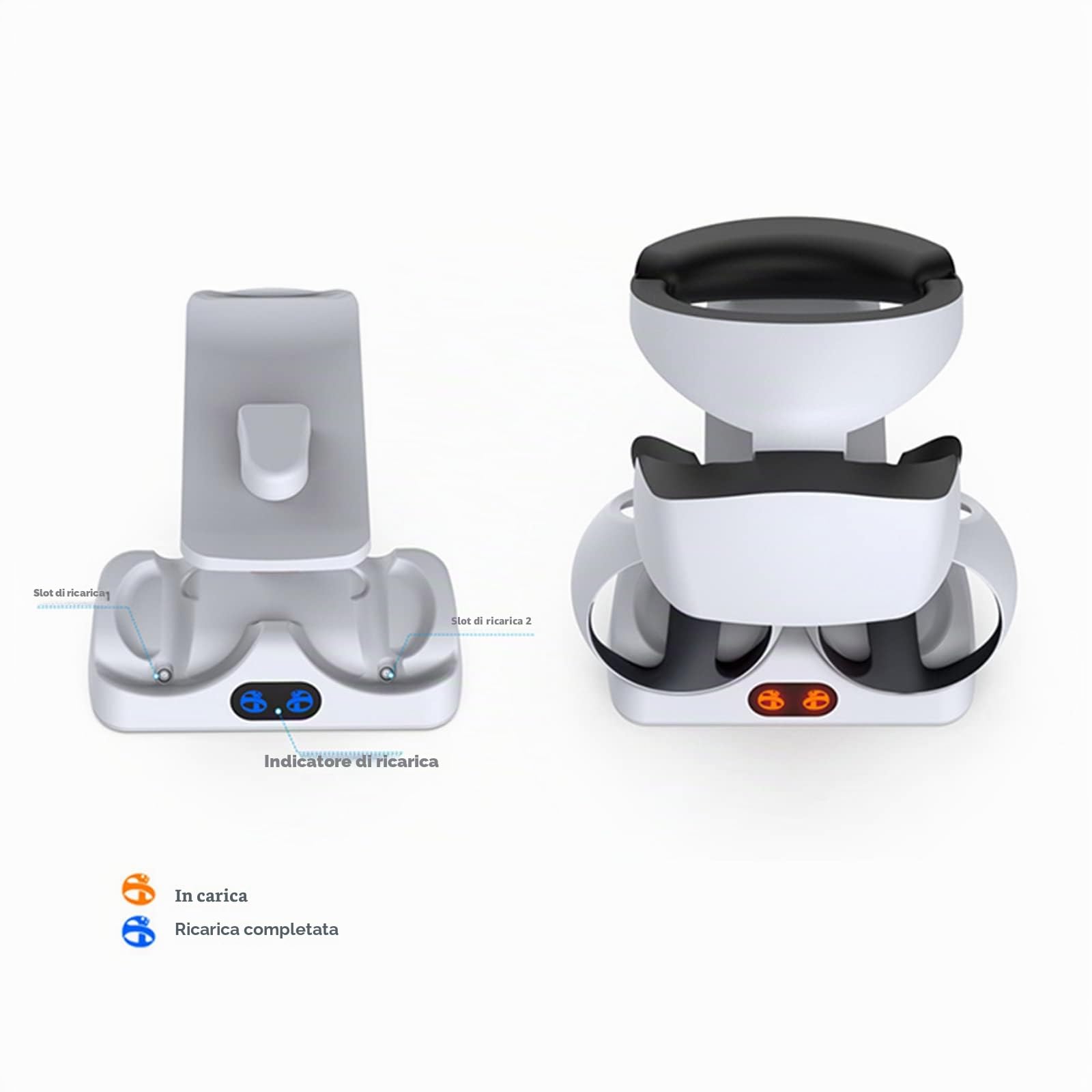 Supporto dock di ricarica per controller PS VR2, stazione di ricarica con maniglia VR con indicatore luminoso, supporto VR accessori per PS VR2Headset e maniglia