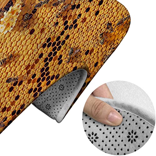 Badezimmerteppich-Set, 3-teilig, Honigwabenbienen, waschbare Badeteppiche, rutschfest, mit Rückenpolster, Konturteppich und Toilettendeckelbezug – Bild 5