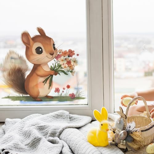 Vinilo decorativo infantil ardilla y flores acuarela miniatura 4