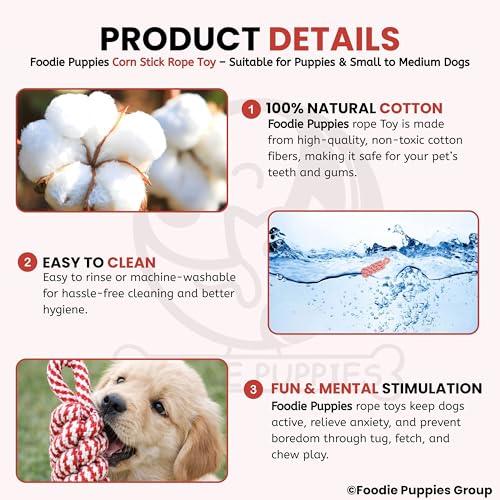 Image of Foodie Puppies Durable Cotton Rope Chew Toy for Dogs (Corn Stick) | Chewing, Fetching, Playing, Teething & Training for Small to Medium Dogs & Puppies (Color May Vary)