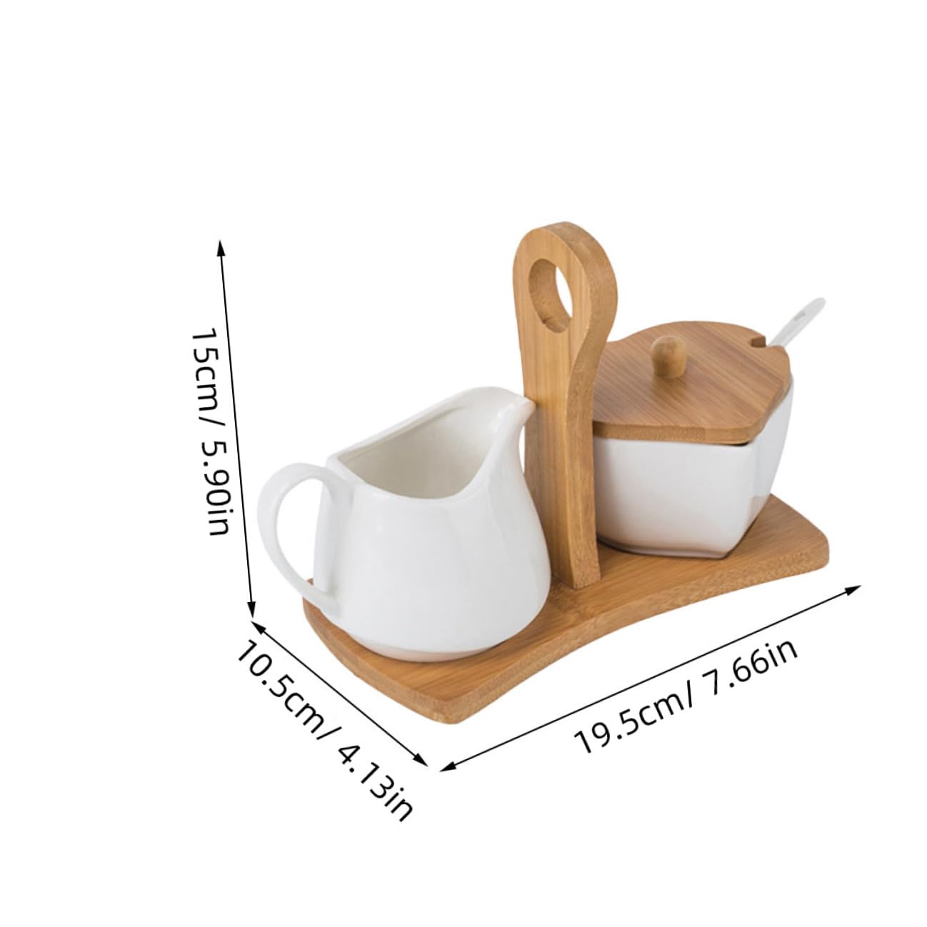 Pot à Lait Et Sucrier Céramique Avec Plateau Et Cuillère Poignée Bois Compatible Four Micro-ondes Et Rangement Service