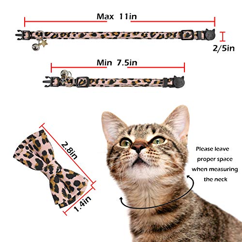 Image of Bowtie Cat Collars Breakaway with Bell, Adjustable Cute Kitty Collars Safety Buckle Kitten Collar for Cat Puppy 7.5-11in (15)