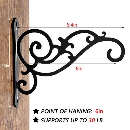 Hongkim 2 Pieces 6-Inch Outdoor Indoor Small Decorative Iron Wall Hooks For Hanging Lanterns Solar Lights Bug Zappers Hummingbird Feeders Wind Chimes Hangers, Black #TOP2