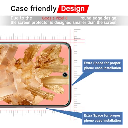 Image of AOKUMA Screen Protector Compatible with Pixel 8 for Google Pixel 8, Premium Screen Protector with 9H Hardness, Anti-Scratch Protective Glass, Shatterproof, Anti-Bubble, Pack of 2