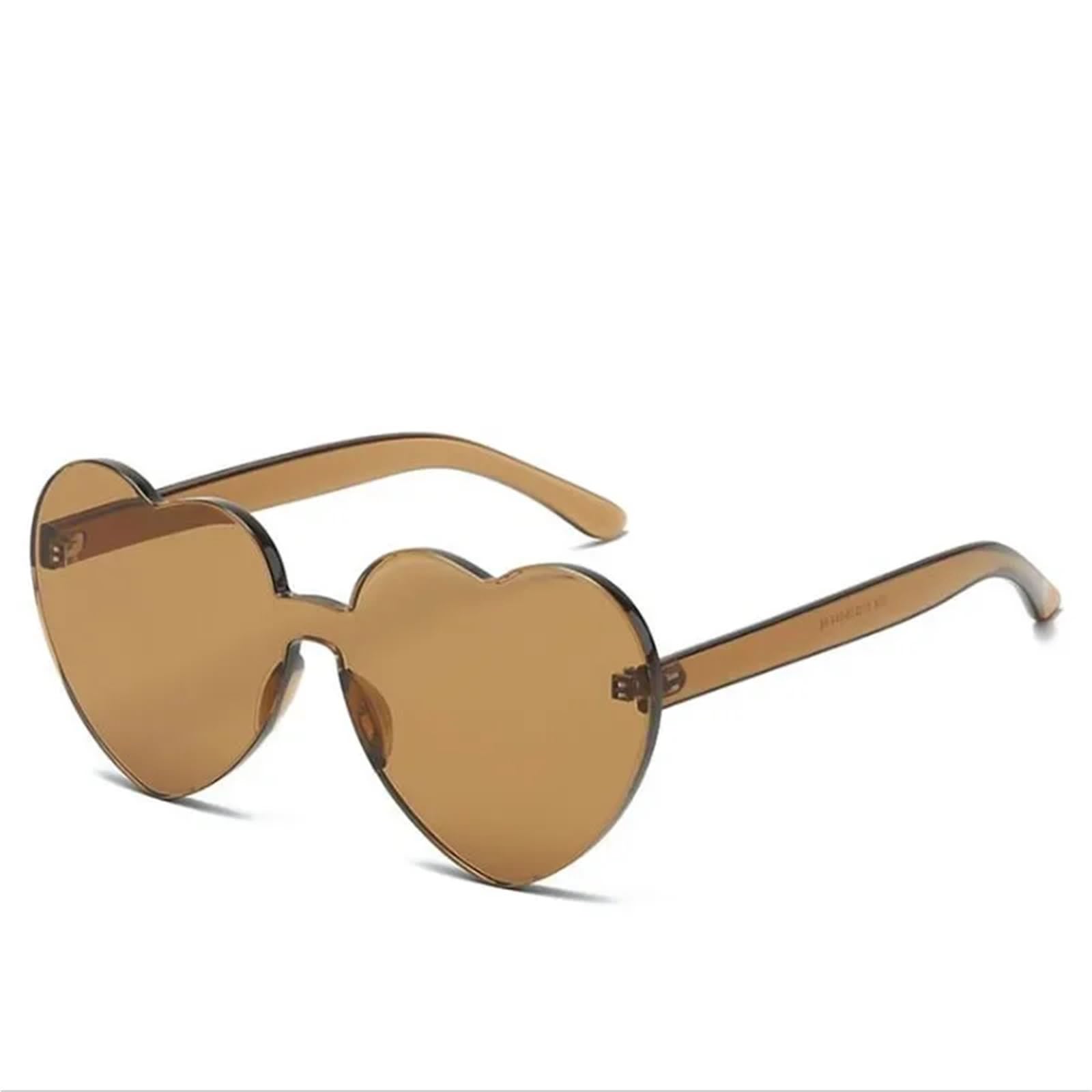 20pcs Heart Sunglasses for Women Men Rimless Eyewear Female Sun Glasses For Night Out Party(Brown)