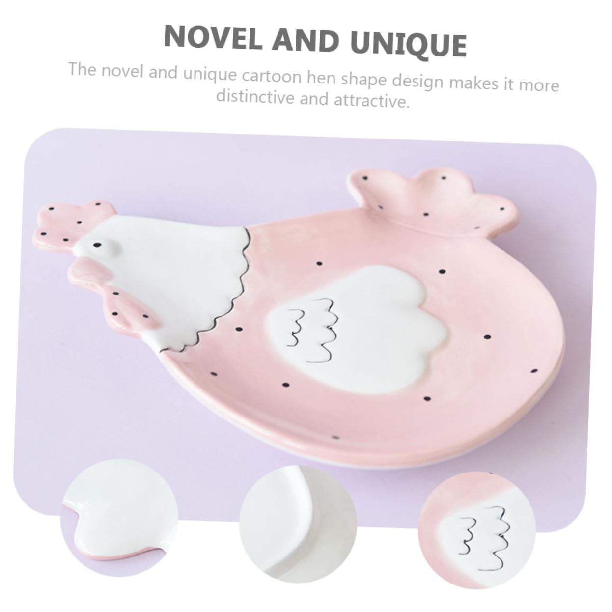 Plato de Cerámica con Forma de Pollo Rosa para Galletas y Postres, Diseño Delicado y Resistente para Bodas y Bares