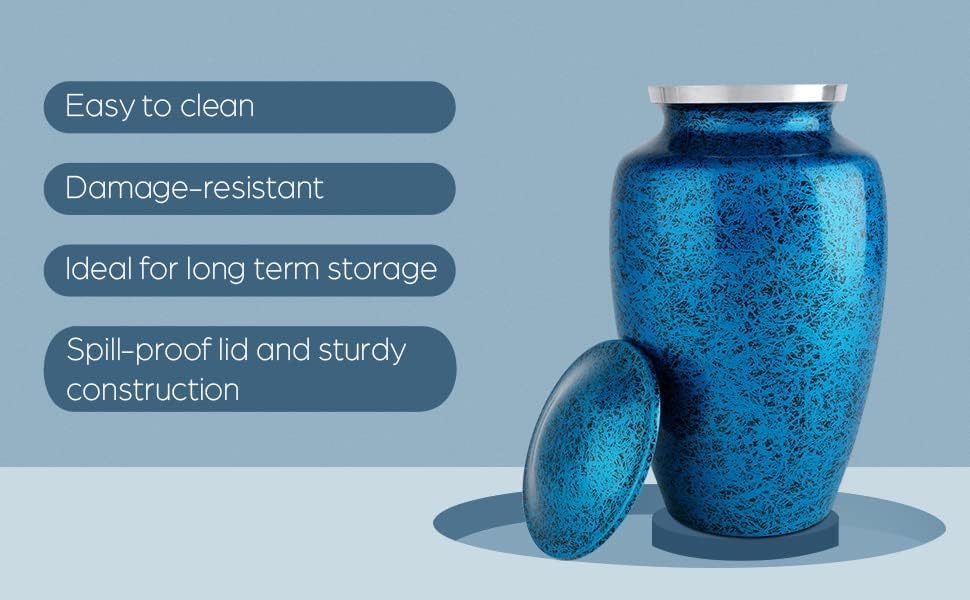 Color Forest Blue Adult Cremation Urns for Human Ashes Adult Male Female - Urns for Funeral Remains Ash of Men and Women - Urns and Keepsake Container for Sacred Ash