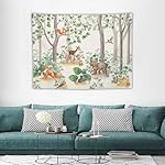 Forest Animal Kids Tapestry Wall Hanging Wild Rustic Bear Fox Deer Children Cartoon Tapestries Home Decor for Bedroom Living Room Nursery Classroom Toddler Dorm 30"x40" - Image 3