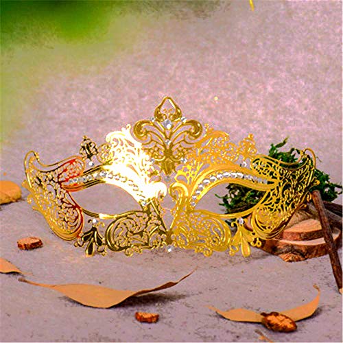 Image of Aqearl Masquerade Mask for Women Metal Mask Shiny Rhinestone Venetian Party Evening Prom Ball Mask Bar Costumes Accessory