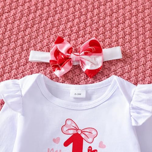 Newborn Infant Baby Girl My First Valentines Day Outfit long Sleeve Onesie Romper love Heart Print Pants And Headband4