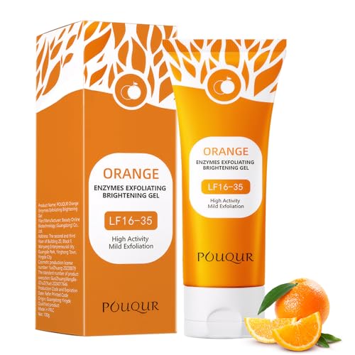 Natürliches Orange Peeling Gel, Orange Enzym Peeling Gel, mit natürlichem Orangenextrakt, Entfernt abgestorbene Hautzellen, verbessert Hauttextur & verleiht natürlichen Glow,100 g