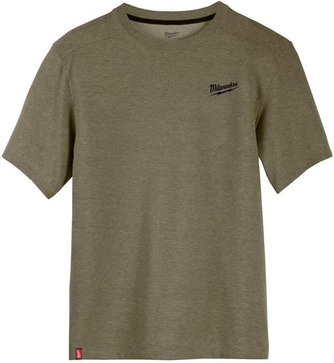 Milwaukee XXL Short Sleeve Men's Crew Neck Green Hybrid Work Tee Shirt