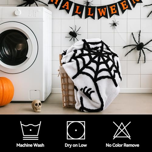weigelia Halloween Throw Blanket - White Cute Spider Web Design Fleece Throw for Decorating Couch Bed Sofa, Soft Cozy Plush Halloween Blanket Gift for Kids Women, 50'' x 60''