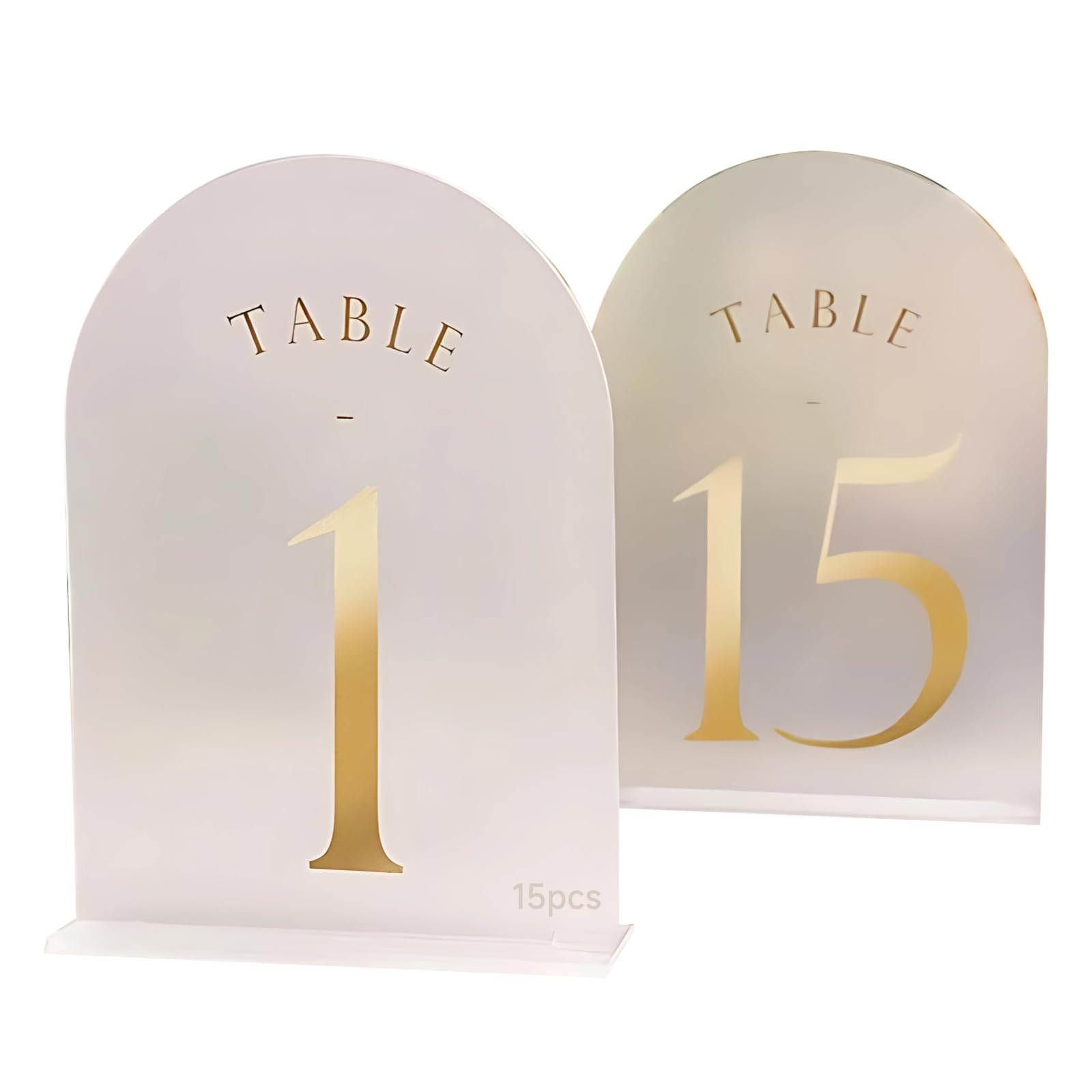 Numéros de table de mariage en acrylique givré or avec socle, lot de 15 pièces de 17,8x12,7 cm