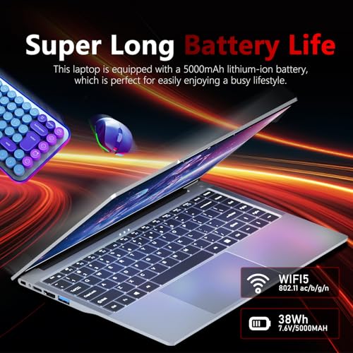 Image of Tunhail 15.6 Inch Ultra Large Memory Gaming Laptop,24GB RAM 512GB SSD, i5 up to 3.60GHZ Laptops 1920 x 1200 HD Display, WiFi5, Webcam, BT5.0, Mini HDMI, RJ45, Backlit Keyboard Laptops Computers