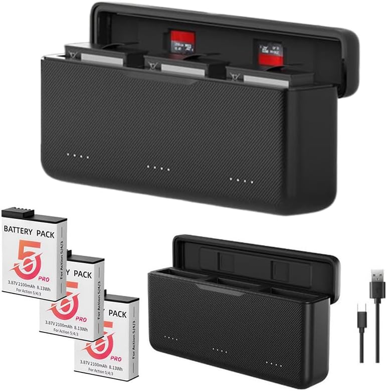 DJI Osmo Action 5 Pro/Action 4/Action 3 対応 充電器 バッテリーセット バッテリーチャージャ