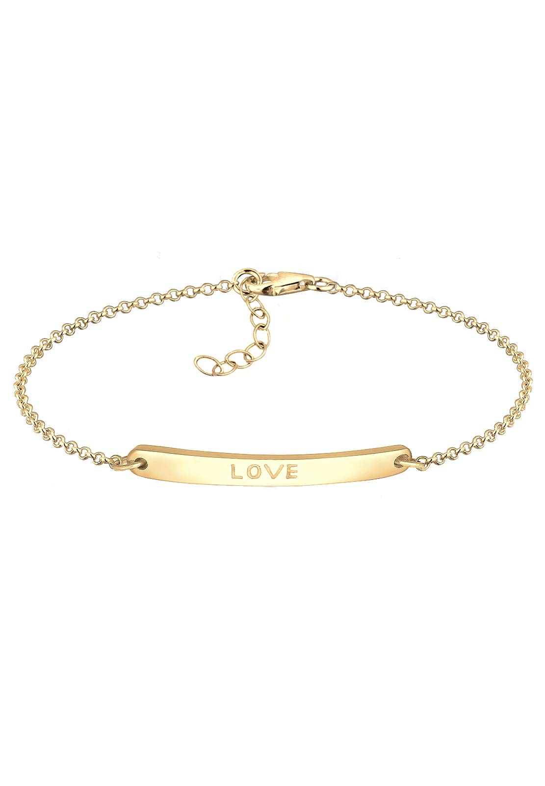 Elli Women 925 Sterling Silver Gold Plated LOVE Bracelet of 17cm 0202130116